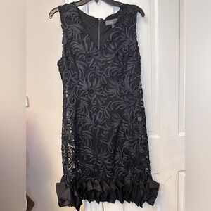 Donna Ricco Black Dress Sleeveless Sz 12 Zip Back Hem Ruffle Lined New